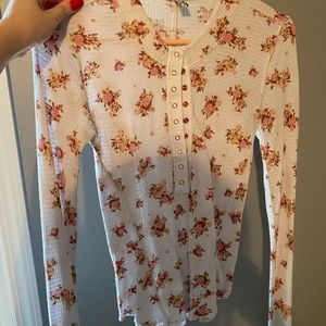 Free People floral waffle tee